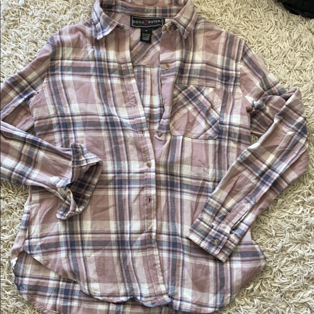 Pink and blue plaid flannel